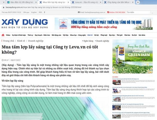 Thông tin Levu.vn đăng tải trên Báo Xây Dựng - baoxaydung.com.vn