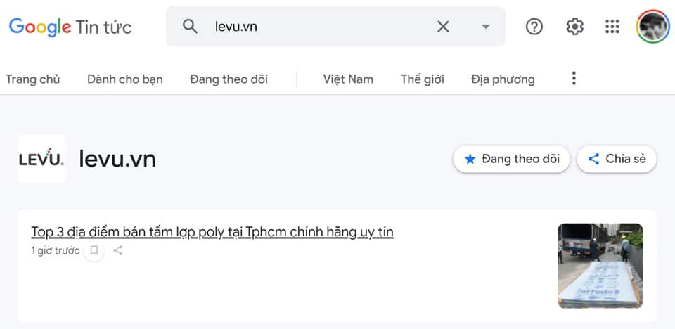 Levu.vn đã có mặt trên Google News Việt Nam