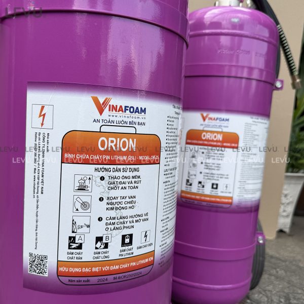 Bình chữa cháy Orion 25 lít OR25 có xe đẩy - Hình ảnh 6