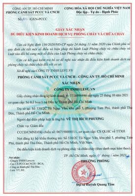 Giấy xác nhận đủ điều kiện kinh doanh dịch vụ phòng cháy chữa cháy tại Việt Nam - Công ty TNHH Levu.vn