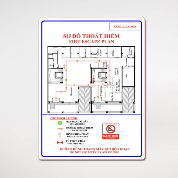 Biển sơ đồ thoát hiểm tòa nhà chỉ dẫn an toàn pccc