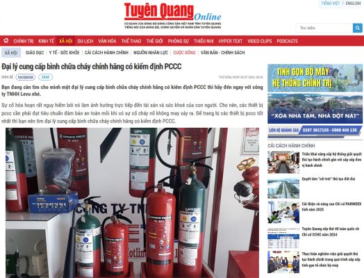 Báo Tuyên Quang: Đại lý cung cấp bình chữa cháy chính hãng có kiểm định PCCC LEVU Việt Nam