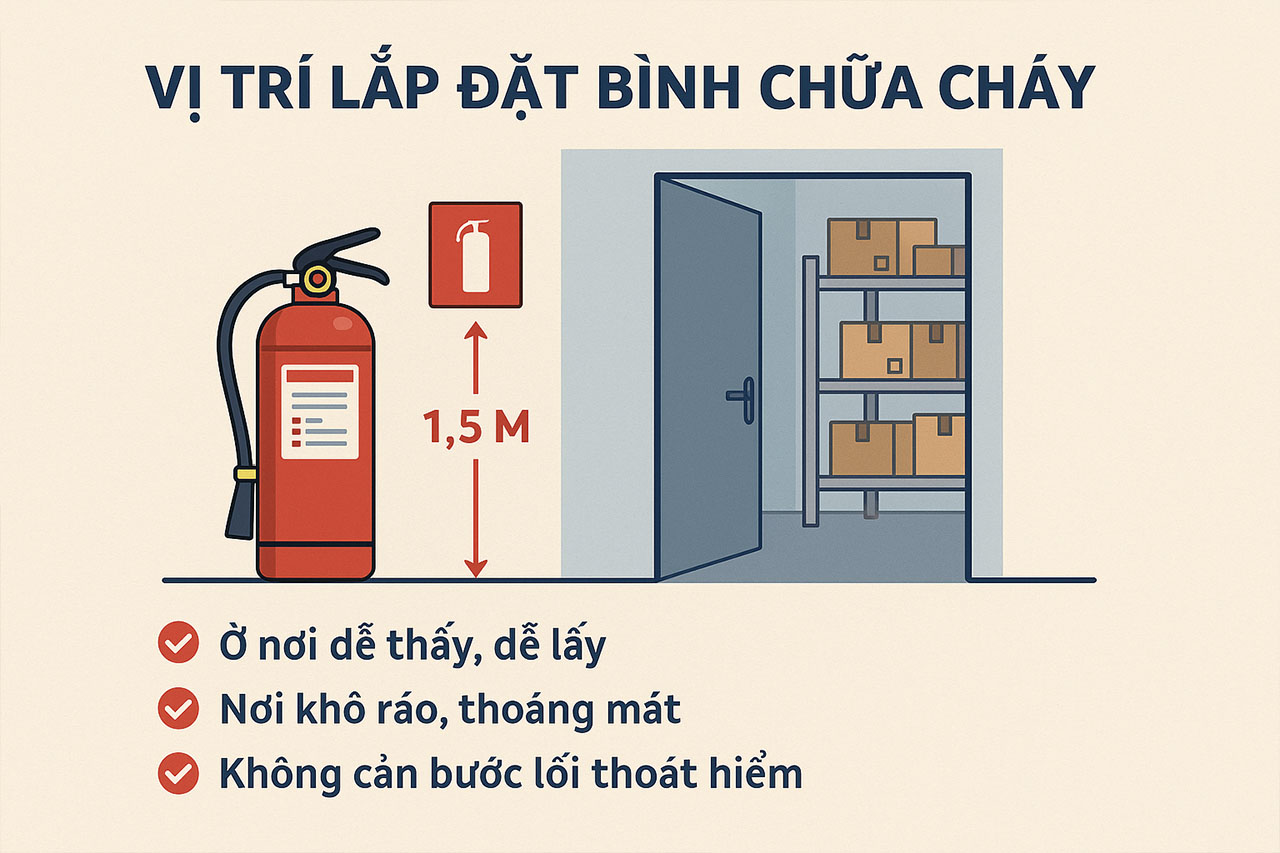 Cách đặt vị trí bình chữa cháy mang lại hiệu quả PCCC cao