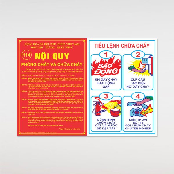Bảng nội quy tiêu lệnh pccc bằng mica gộp chung