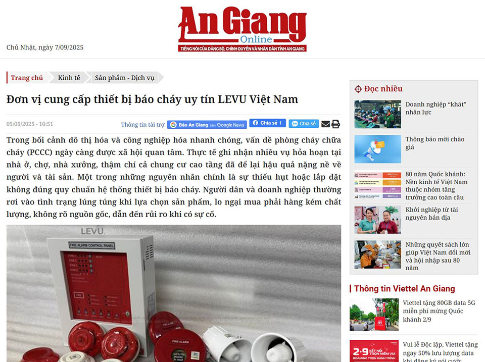 bao dien tu an giang online viet ve levu viet nam Báo điện tử An Giang Online viết về LEVU Việt Nam