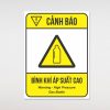 Biển cảnh báo bình khí áp suất cao bằng mica