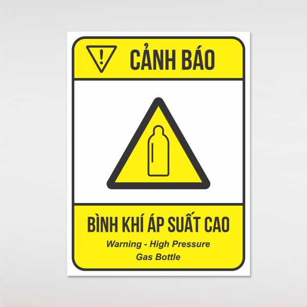 Biển cảnh báo bình khí áp suất cao bằng mica