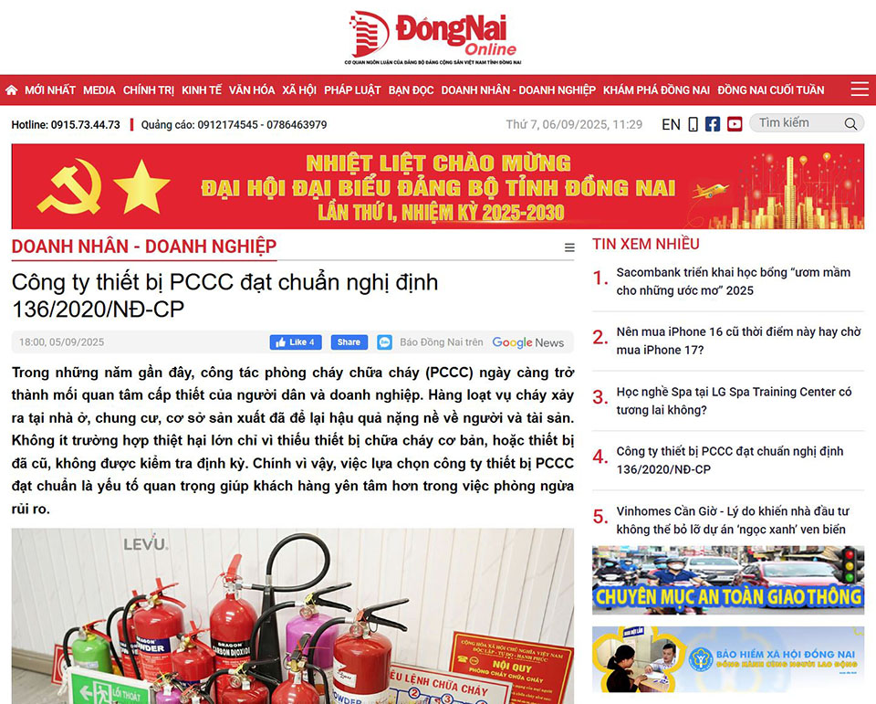 Doanh nghiệp LEVU Việt Nam trên Báo Đồng Nai