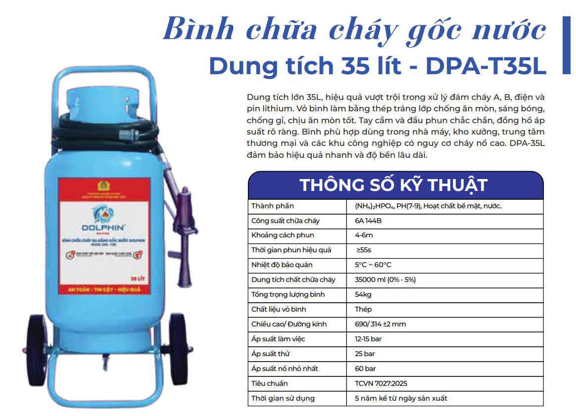 binh chua chay dolphin 35 lit goc nuoc dpa t35l 2 Thông số bình chữa cháy Dolphin 35 lít gốc nước DPA-T35L có xe đẩy