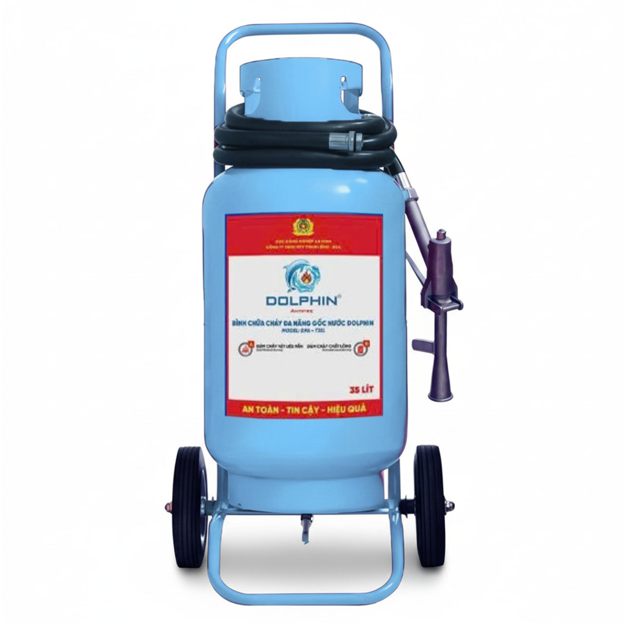 binh chua chay dolphin 35 lit goc nuoc dpa t35l Bình chữa cháy Dolphin 35 lít gốc nước DPA-T35L có xe đẩy