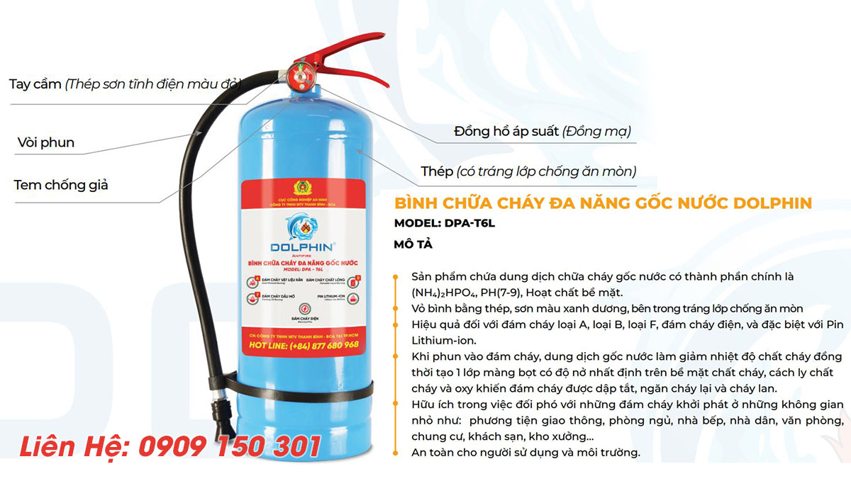 binh chua chay dolphin 6 lit goc nuoc dpa t6l 6 Cách kiểm tra bảo dưỡng định kỳ bình pccc gốc nước