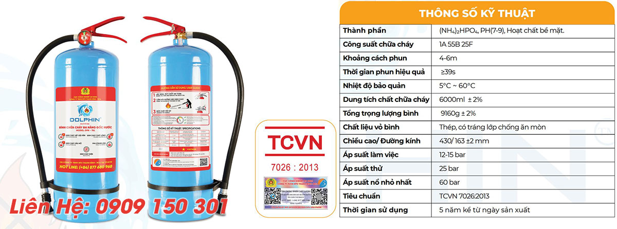 binh chua chay dolphin 6 lit goc nuoc dpa t6l 7 Thông số bình chữa cháy Dolphin 6 lít gốc nước DPA-T6L