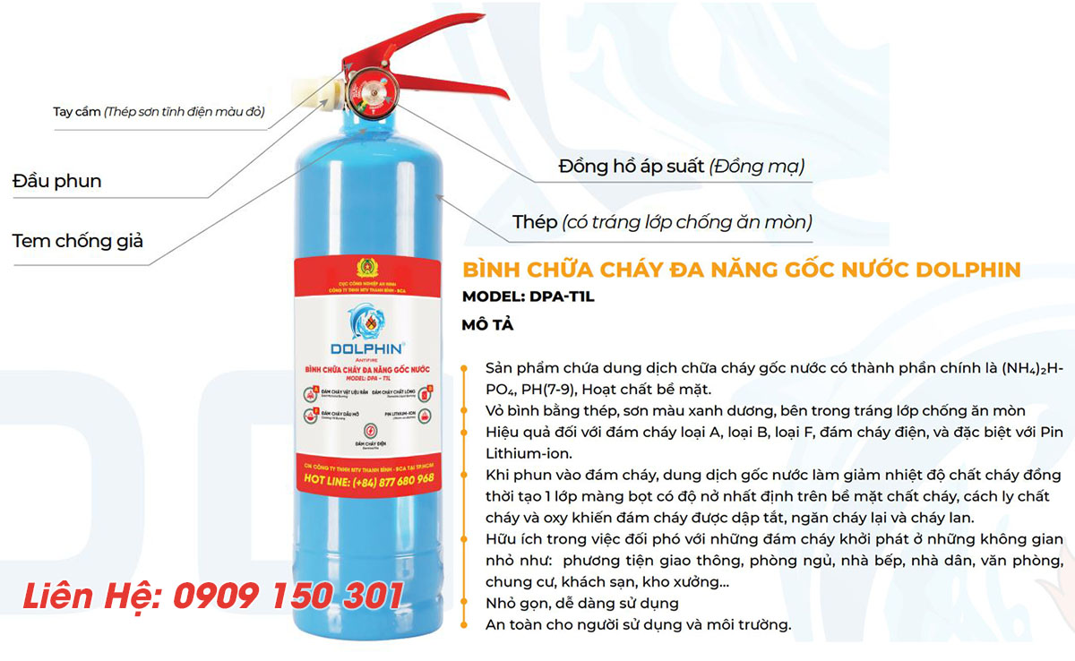 binh chua chay mini dolphin 1 lit goc nuoc dpa t1l 6 Ứng dụng thực tế và vị trí lắp đặt lý tưởng