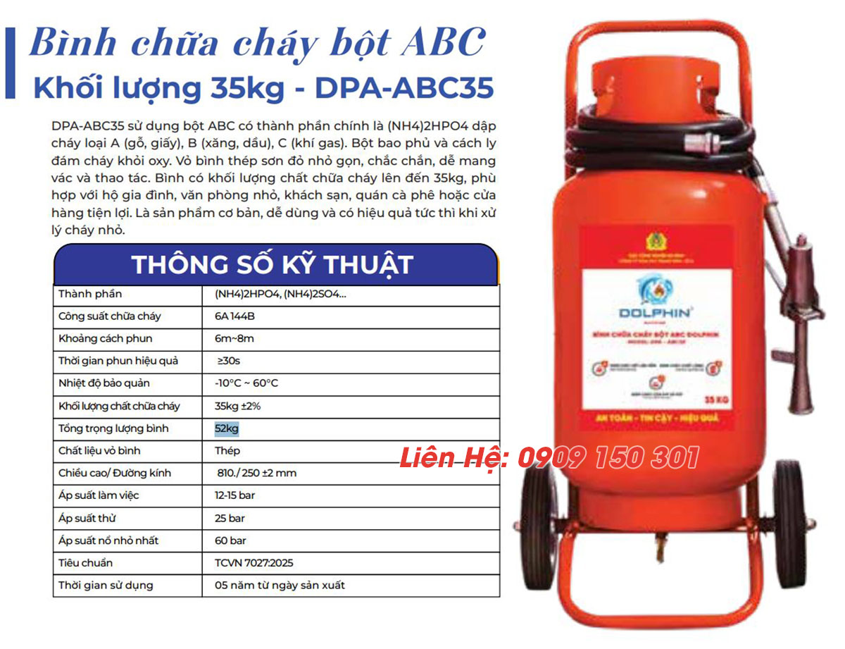 cau tao binh chua chay bot abc 35kg dolphin dpa abc35 Thông số bình chữa cháy bột ABC 35kg Dolphin DPA-ABC35