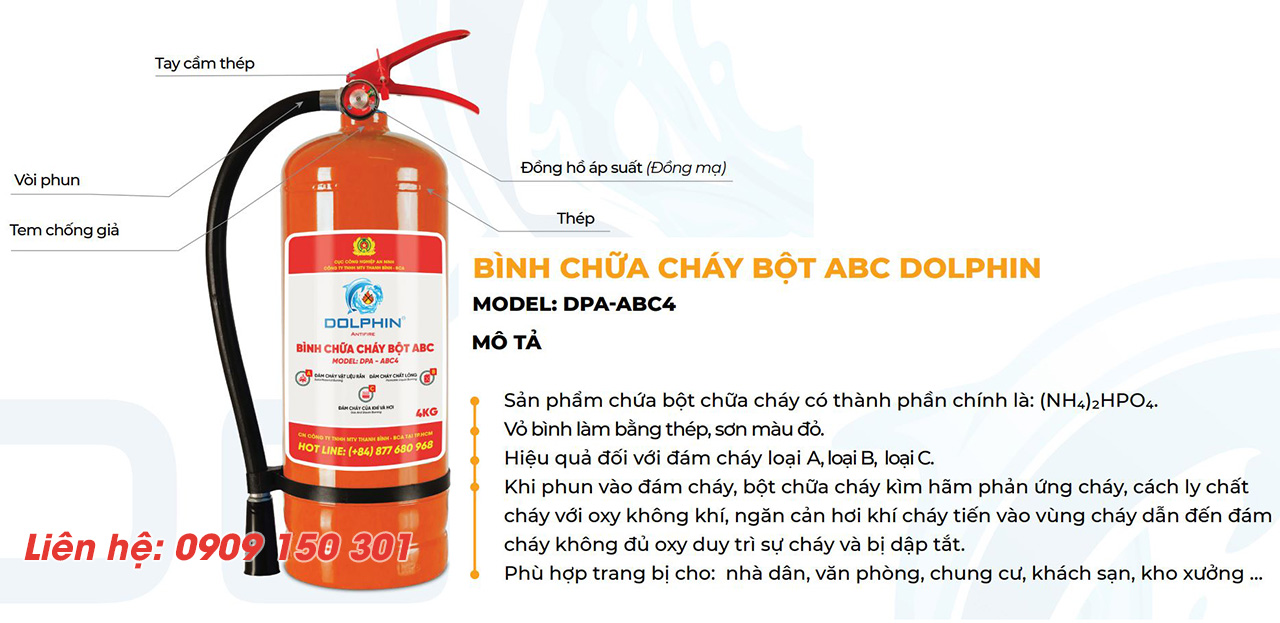 cau tao binh chua chay bot abc 4kg dolphin Cấu tạo bình chữa cháy bột abc 4kg Dolphin