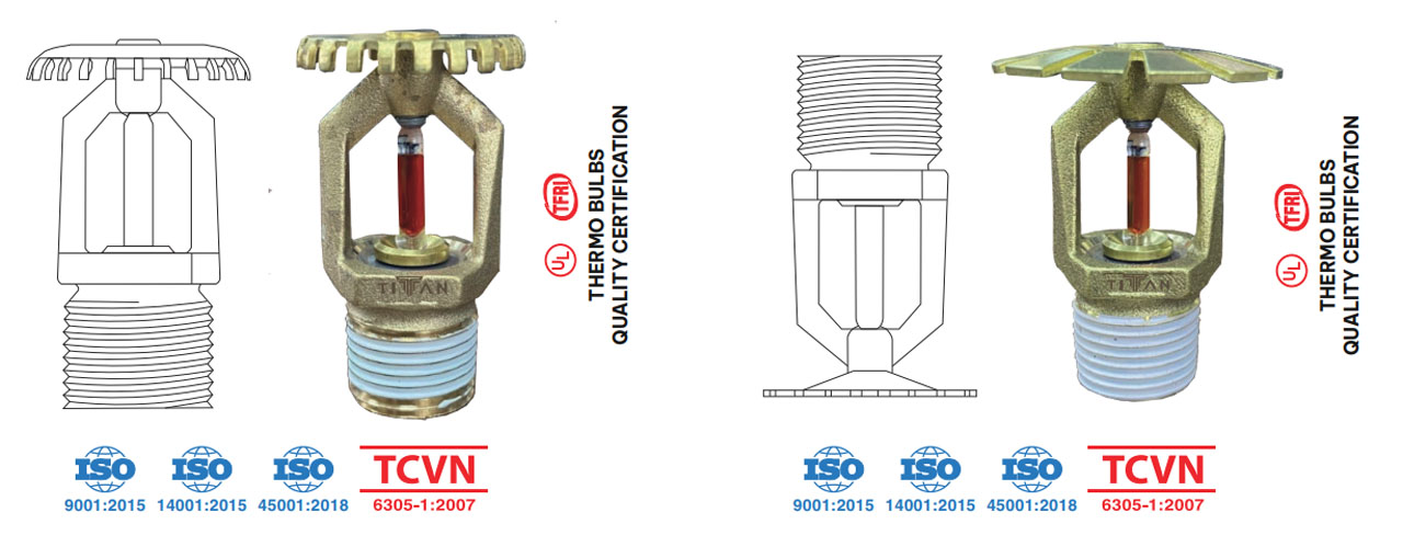 huong phun dau phun chua chay sprinkler titan in rack Hướng phun tùy chọn của đầu phun Sprinkler Titan in-rack